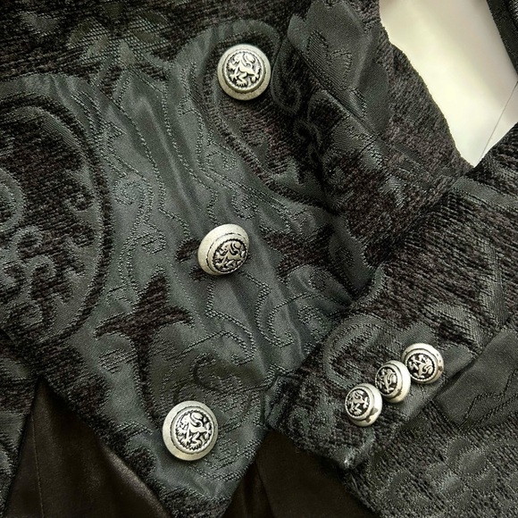 Shrine of Hollywood Victorian Tailcoat Black Tapestry Victorian Velvet Men's S - Picture 13 of 16